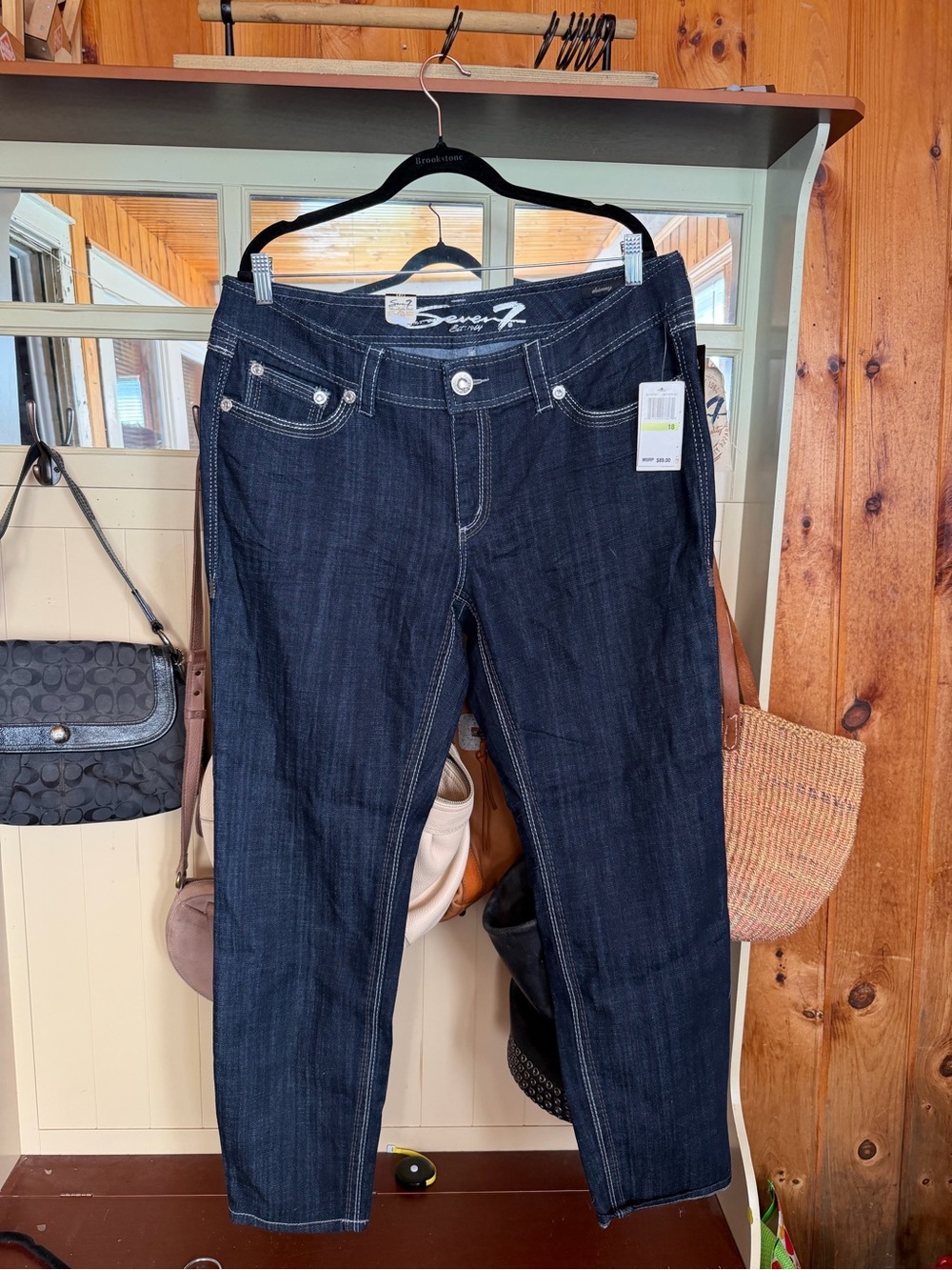 Seven7 Women's Dark Indigo Straight Leg Jeans